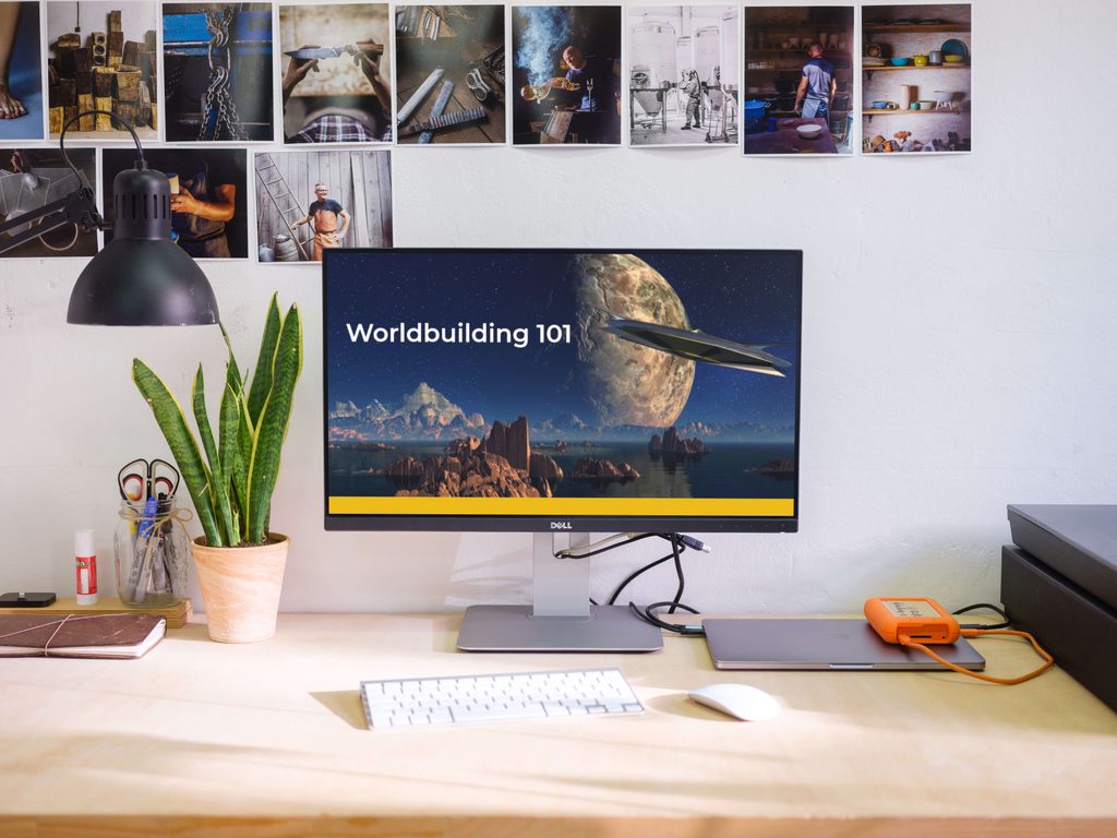 mockuuups clean desk with dell display mockup